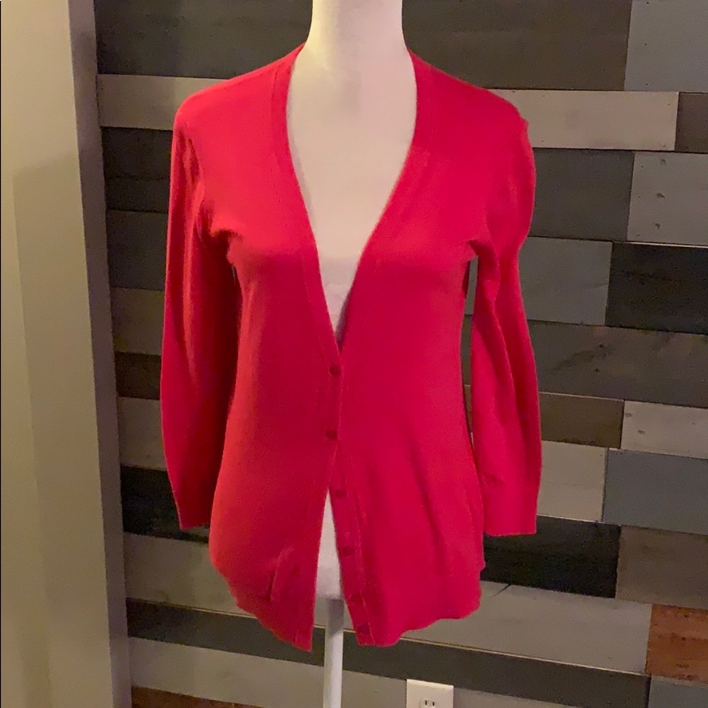 Hot pink cardigan. Loft